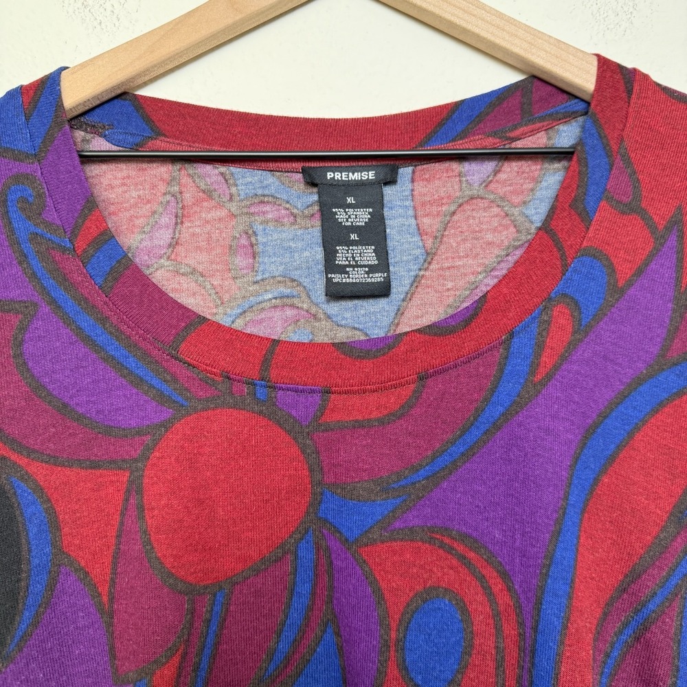 Premise Women Tunic Top XL Multicolor Lagenlook Arsty Asymmetrical Long Sleeve - Picture 2 of 7